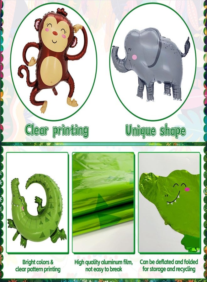 Bolake 40 PCS Safari Jungle Animal Balloons Wild One Birthday Decorations Various Jungle Animal Balloons Monkey Elephant Zebra Leopard for Kids Safari Baby Shower Decorations - Image 5